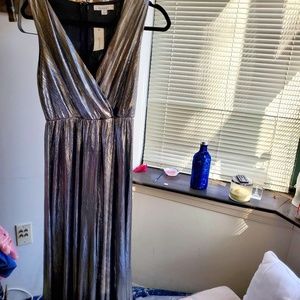 NWT Francesca's Metallic Jumpsuit Small.